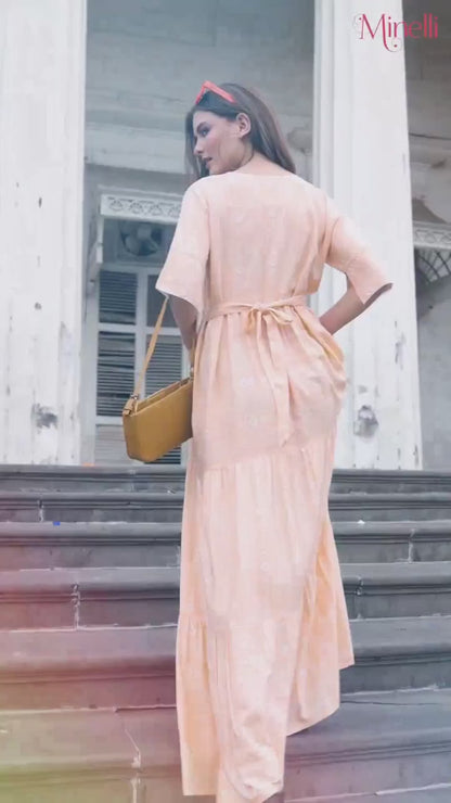 Peach-Colored Maternity Long Gown