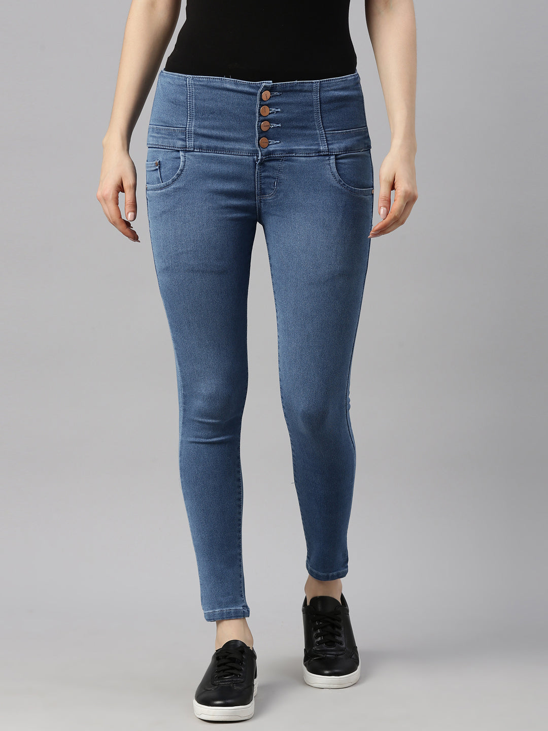 Womens High Rise Slim Fit Denim - Blue