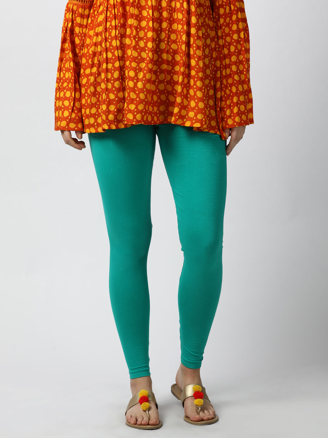 Womens 4 Way Stretch Ankle Leggings - Sea Green