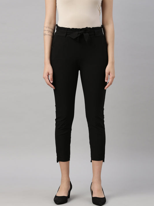 Womens Solid Knot Pant - Black