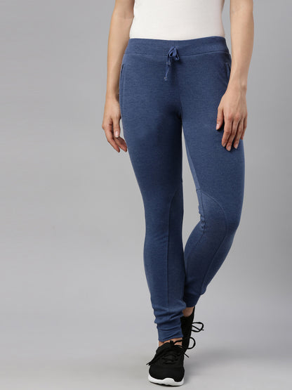 Womens Narrow Bottom Joggers With Side Pockets - Indigo