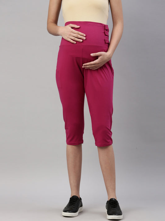 Womens Maternity Capri - Fuchsia