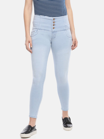 Womens High Rise Slim Fit Denim - Sky Blue