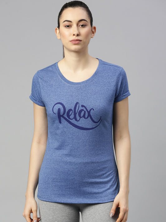 R Blue Round Neck Active Tees