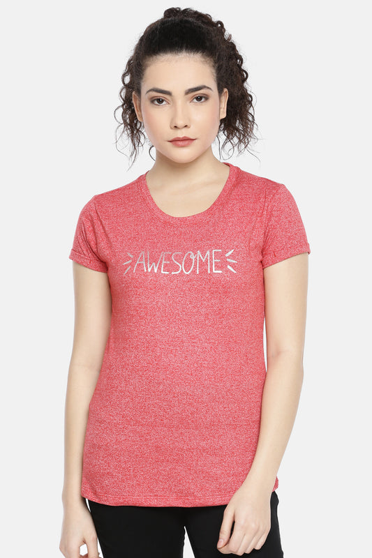 Red Round Neck Active Tees