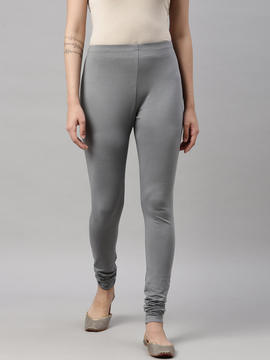 Womens 4 Way Stretch Churidar Leggings - Grey