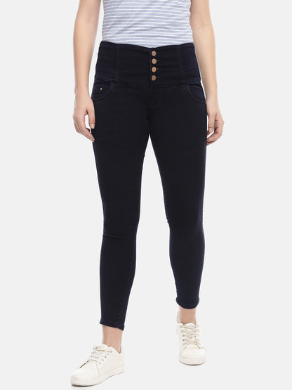 Womens High Rise Slim Fit Denim - Navy Blue