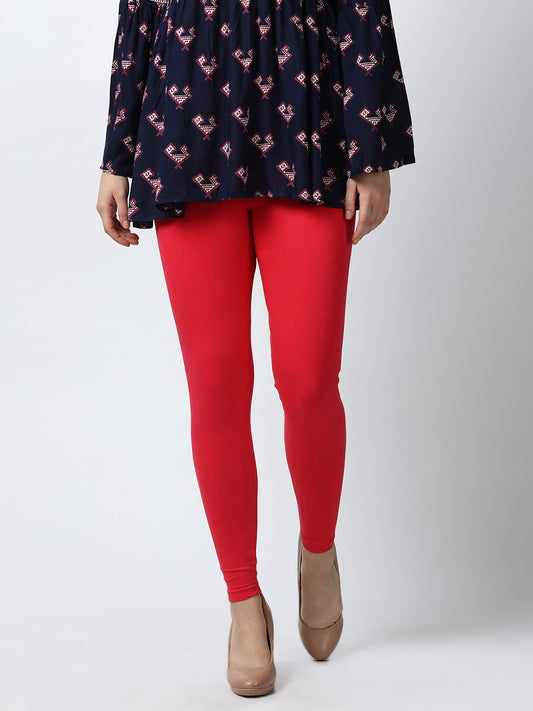 Womens 4 Way Stretch Ankle Leggings - Red