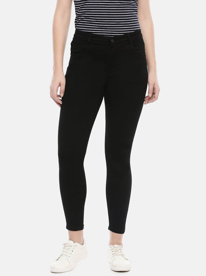 Womens Mid Rise Slim Fit Denim - Black