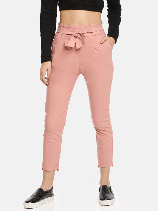 Womens Solid Knot Pant - Peach