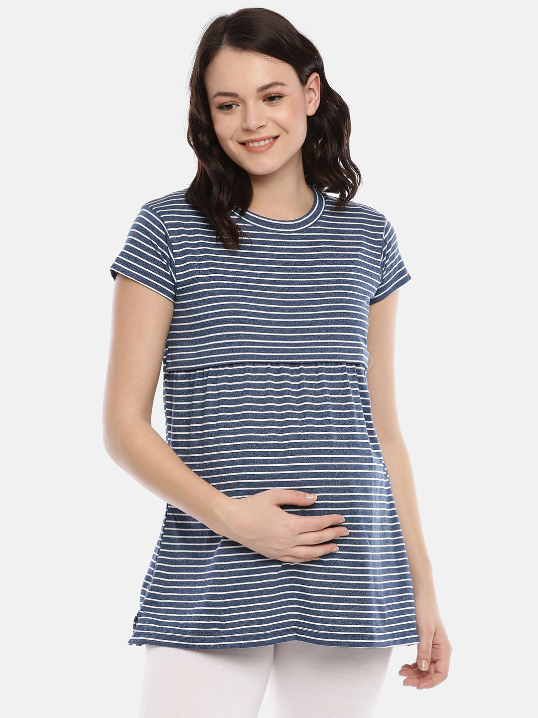 Womens Striped Maternity Tees - Blue