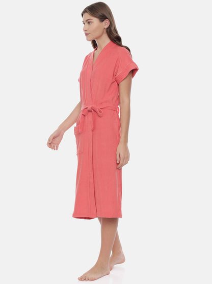 Womens Solid Bathrobe - Carrot