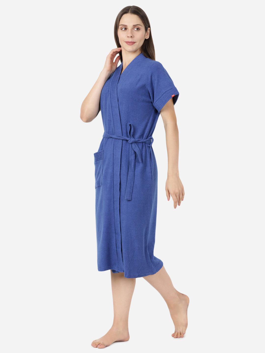 Womens Solid Bathrobe - Royal Blue