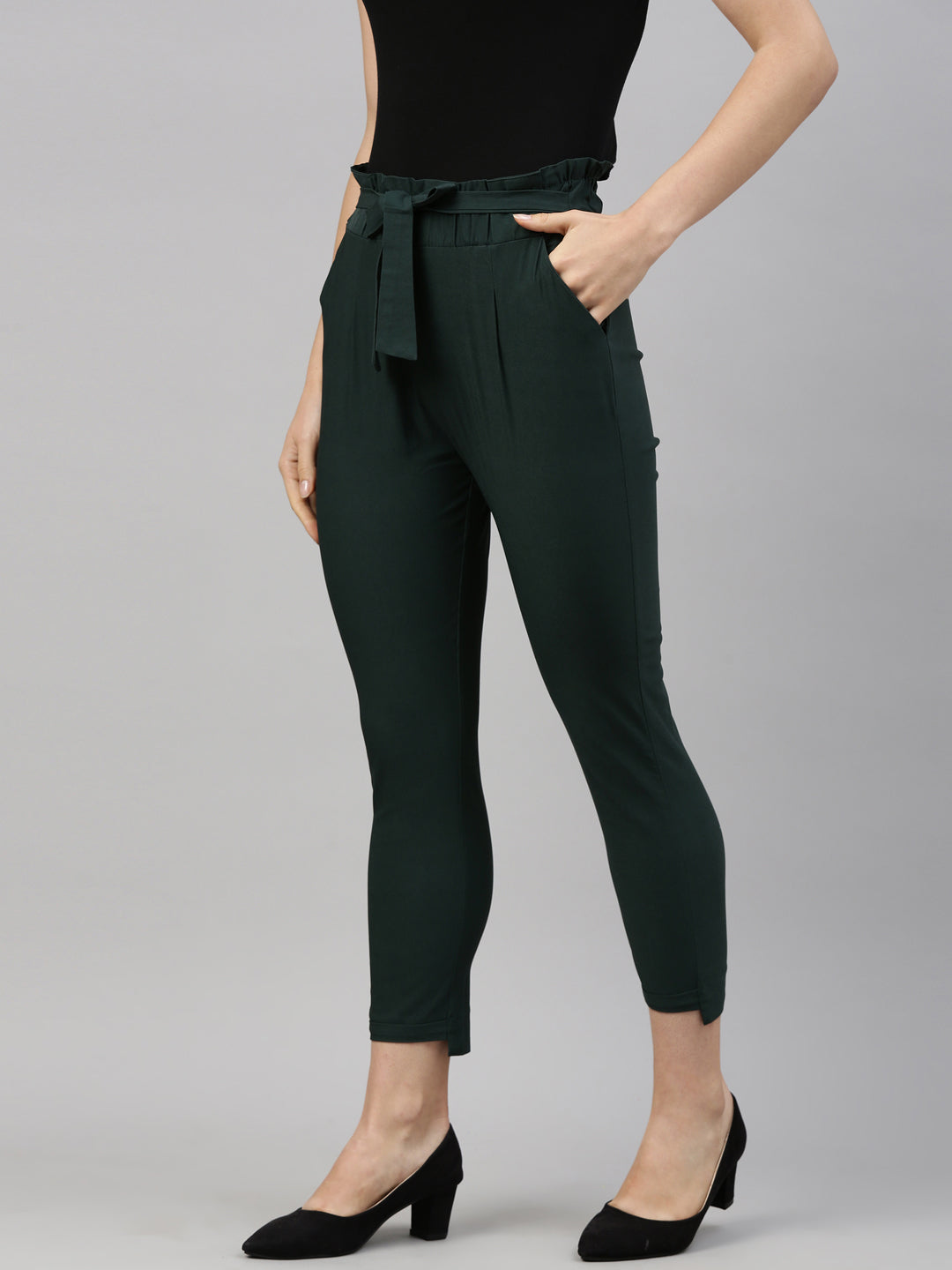 Buy online Solid Waist Knot Flat Front Trouser from bottom wear for Women  by Patrorna for ₹749 at 63% off | 2024 Limeroad.com