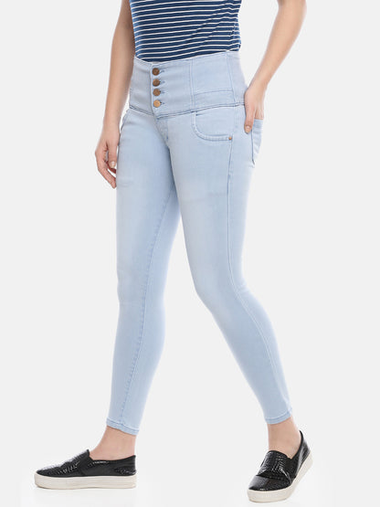 Womens High Rise Slim Fit Denim - Sky Blue