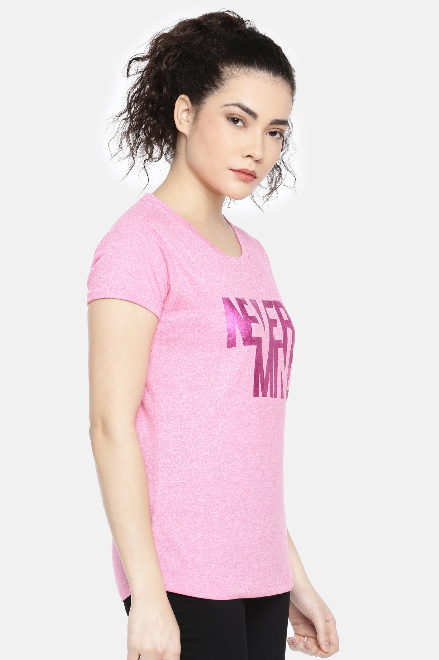 Pink Round Neck Active Tees