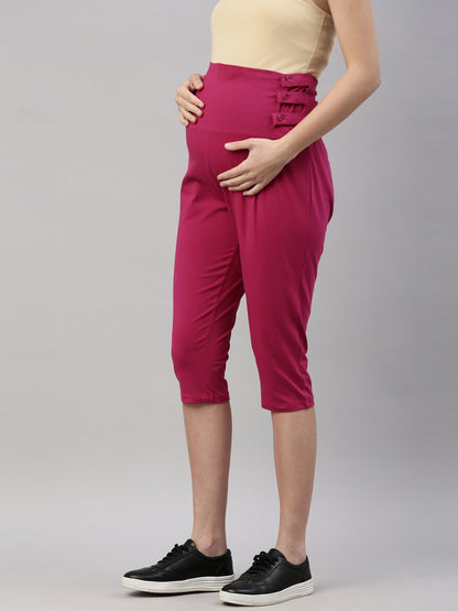 Womens Maternity Capri - Fuchsia