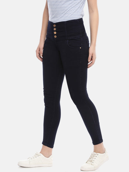 Womens High Rise Slim Fit Denim - Navy Blue