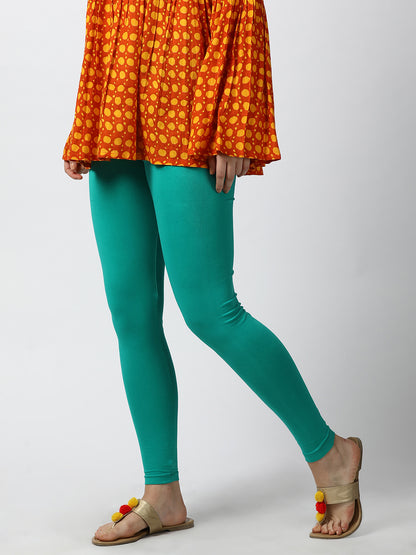 Womens 4 Way Stretch Ankle Leggings - Sea Green