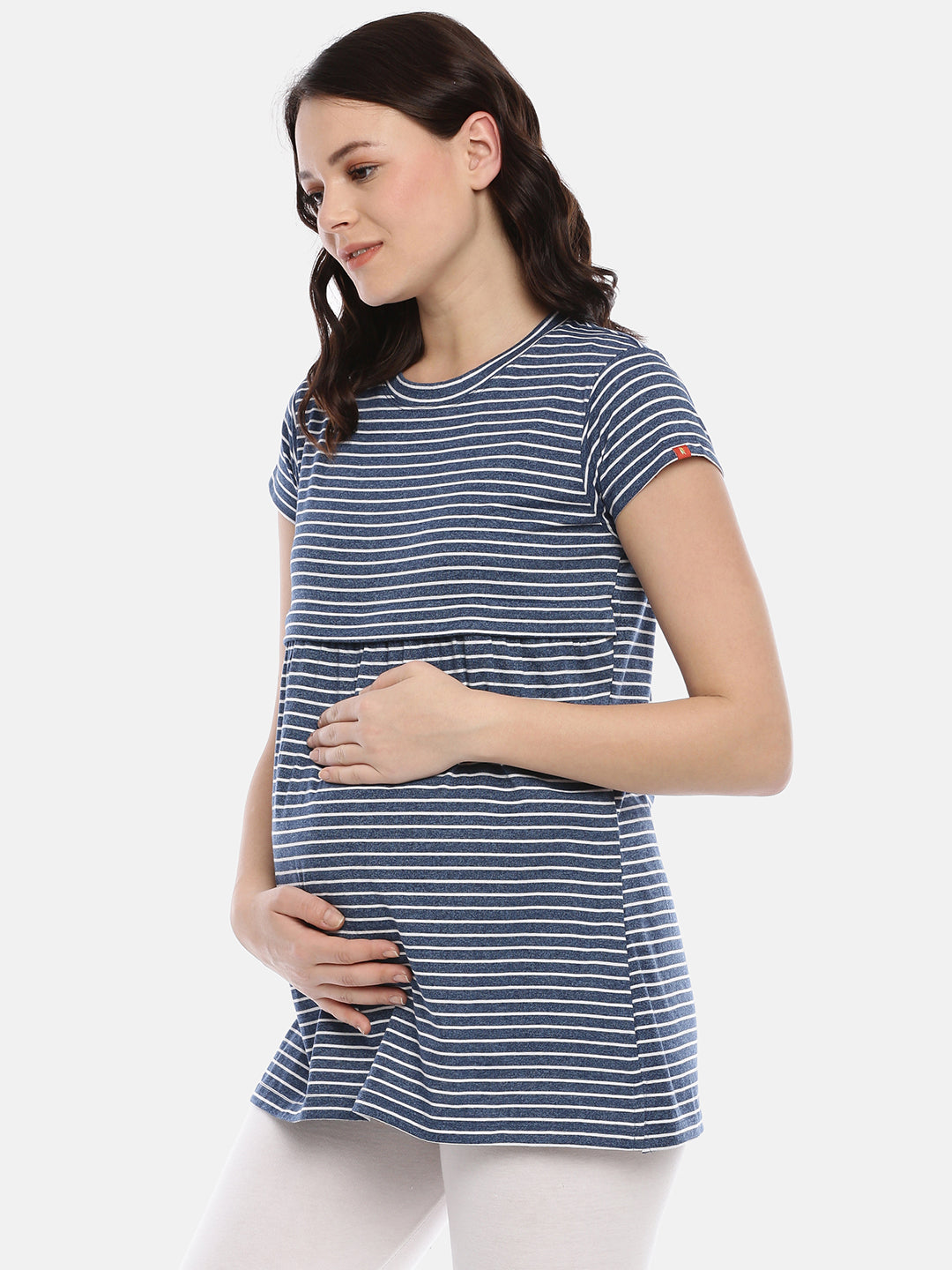 Womens Striped Maternity Tees - Blue