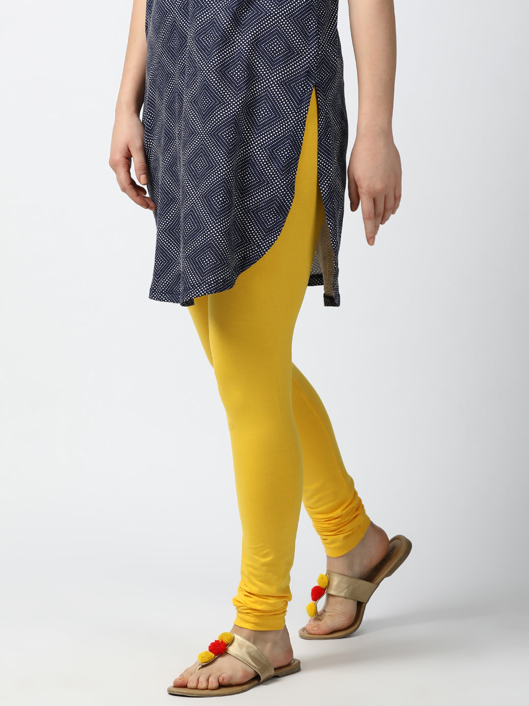 Stylish Yellow Color Cotton Printed Kurti With Pants -Daftar1906