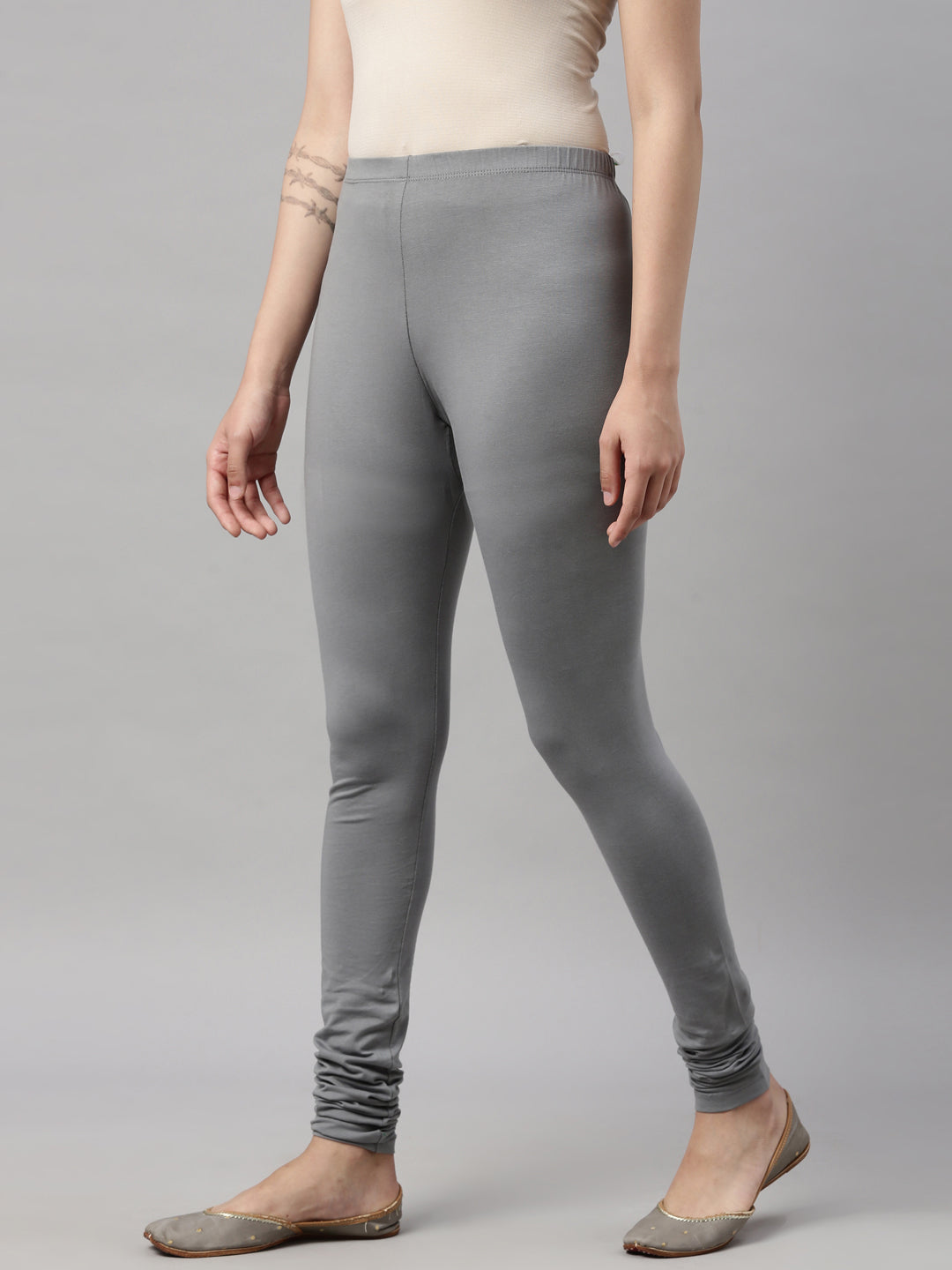 Womens 4 Way Stretch Chudi Leggings - Grey – Minelli