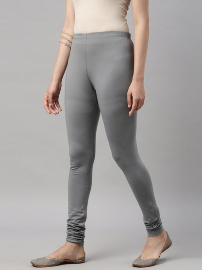 Womens 4 Way Stretch Churidar Leggings - Grey