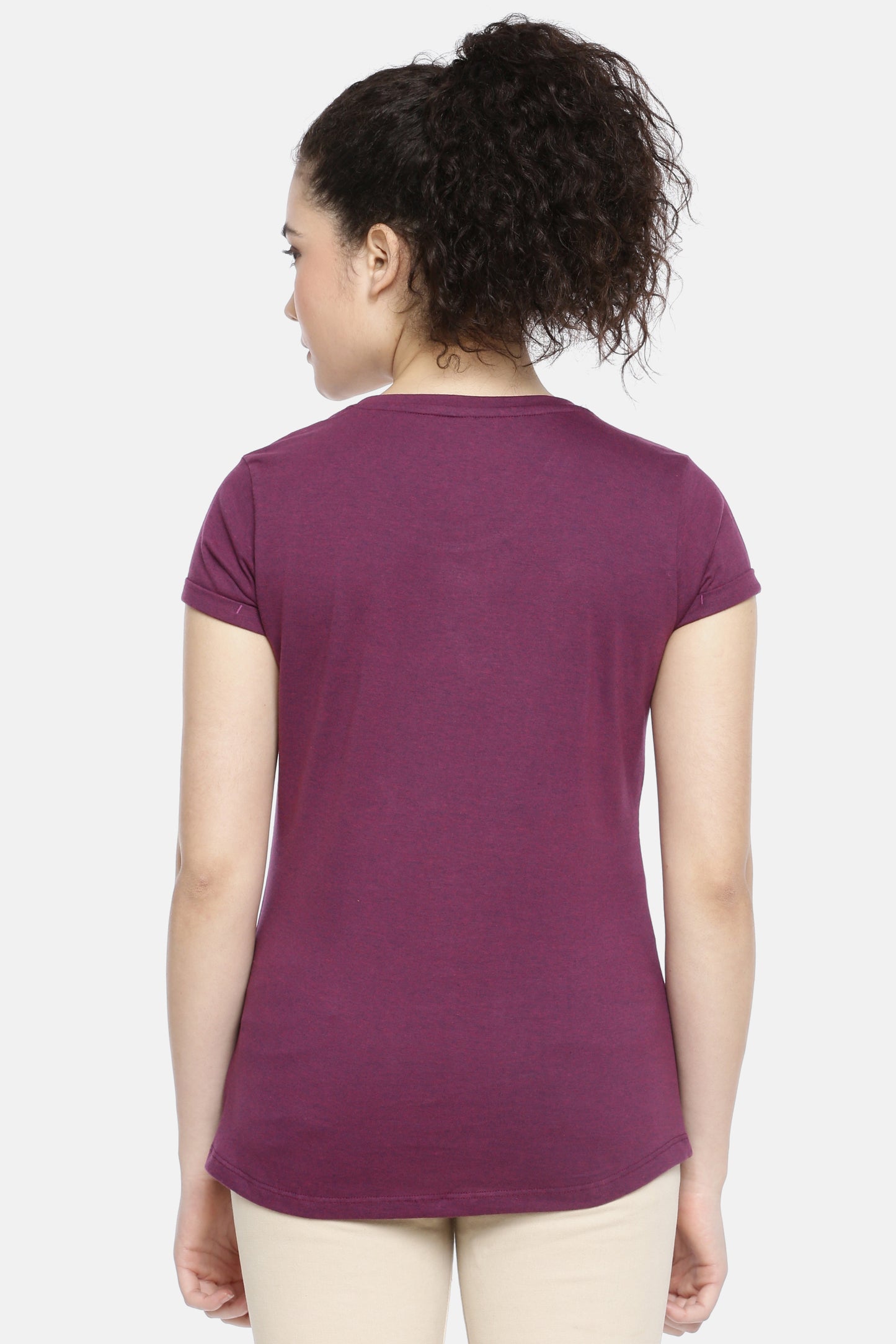 Wine Round Neck Active Tees