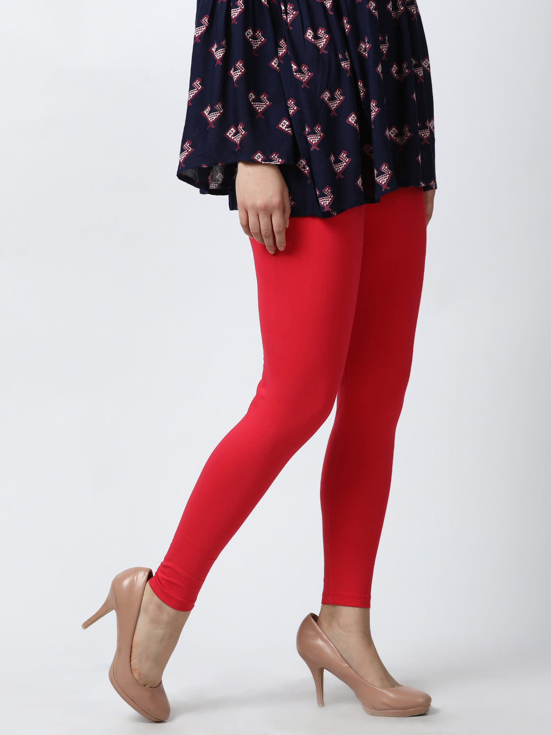 Womens 4 Way Stretch Ankle Leggings - Red