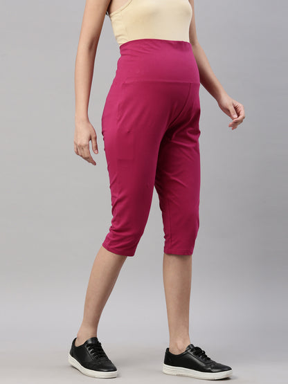 Womens Maternity Capri - Fuchsia