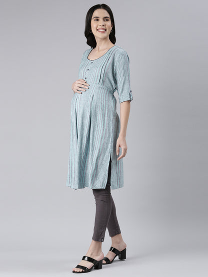 Womens Printed Maternity Kurti - Sea Green