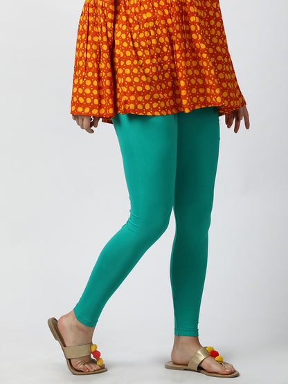 Womens 4 Way Stretch Ankle Leggings - Sea Green