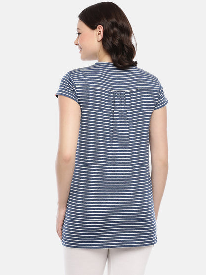 Womens Striped Maternity Tees - Blue