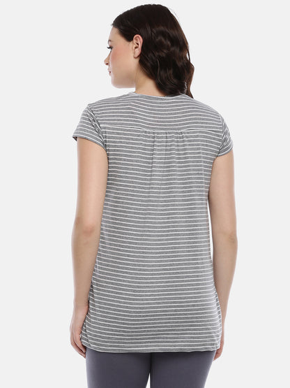 Womens Striped Maternity Tees - Grey