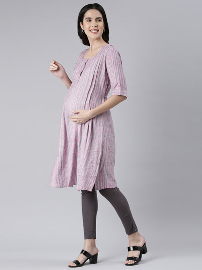Pink-Colored Maternity Kurta