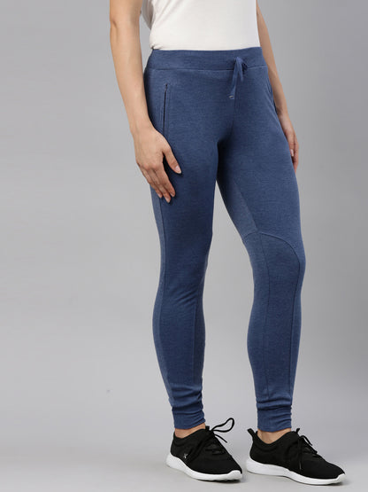 Womens Narrow Bottom Joggers With Side Pockets - Indigo