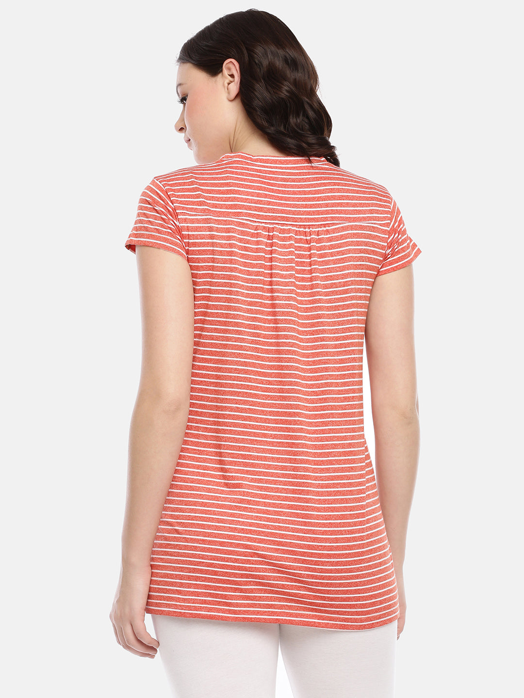 Womens Striped Maternity Tees - Orange