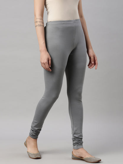 Womens 4 Way Stretch Churidar Leggings - Grey