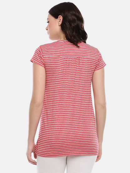 Womens Striped Maternity Tees - Fuchsia