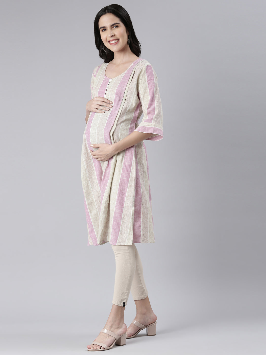Womens Printed Maternity Kurti - Pink