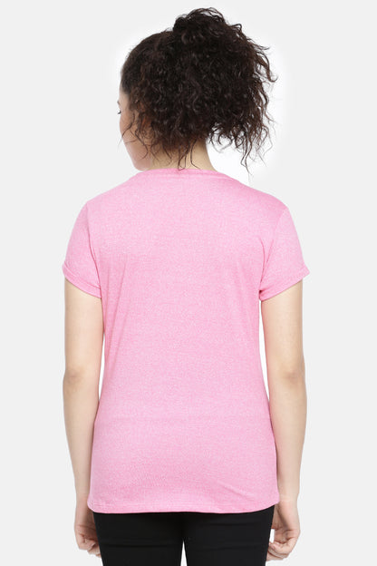 Pink Round Neck Active Tees