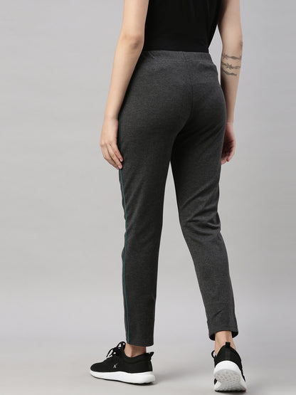 Womens Yoga Regular Pant With Zipper Pocket - Charcoal Grey