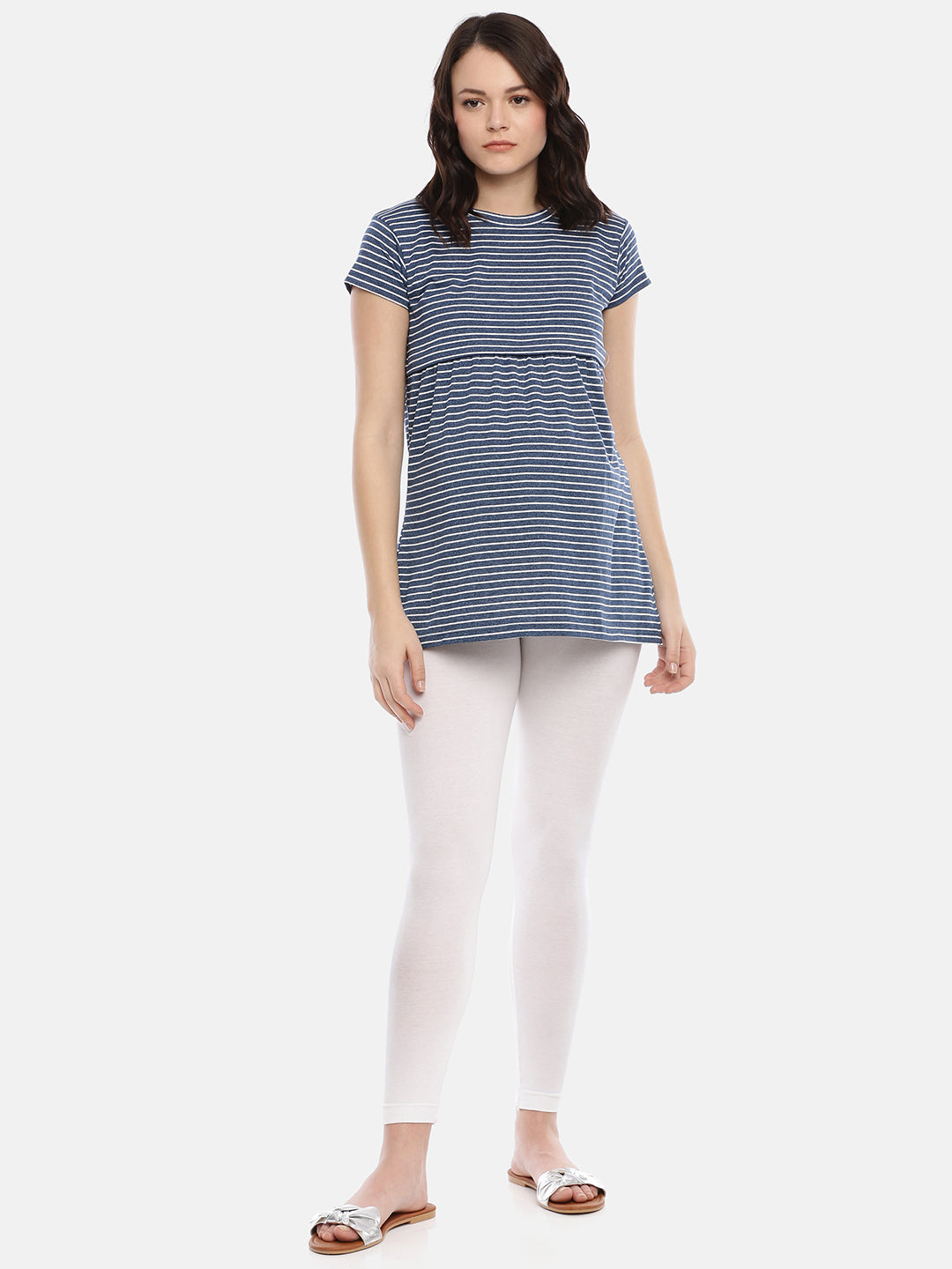 Womens Striped Maternity Tees - Blue