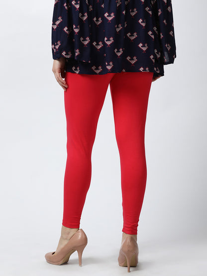 Womens 4 Way Stretch Ankle Leggings - Red