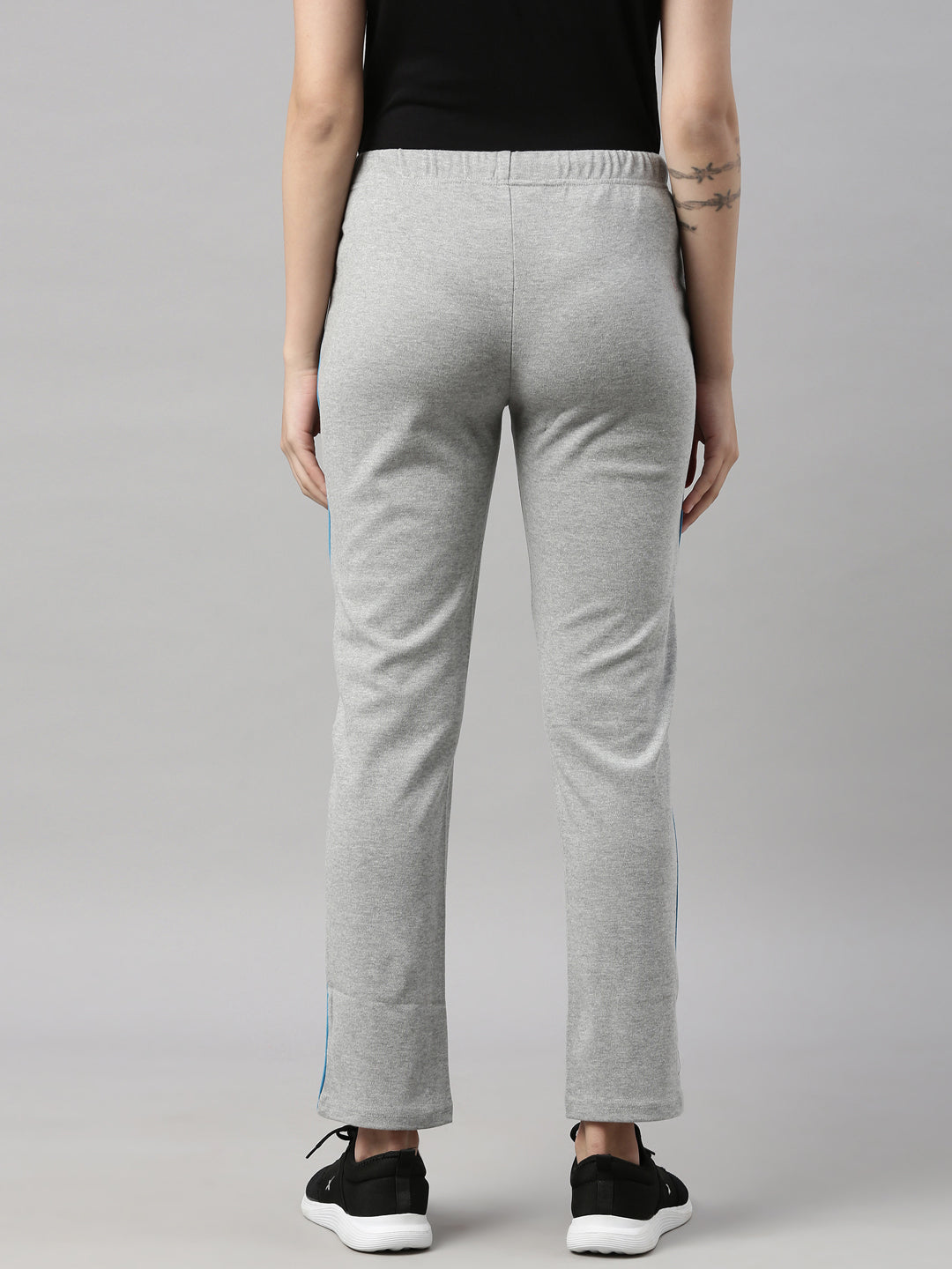 Womens Yoga Regular Pant With Zipper Pocket - Grey Melange