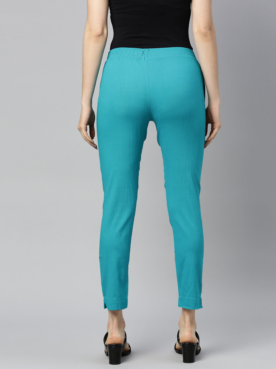 Womens Stretchable Solid Cigar Pant - Sea Green