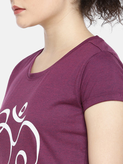 Wine Round Neck Active Tees