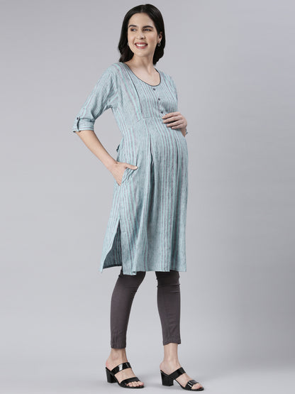 Womens Printed Maternity Kurti - Sea Green