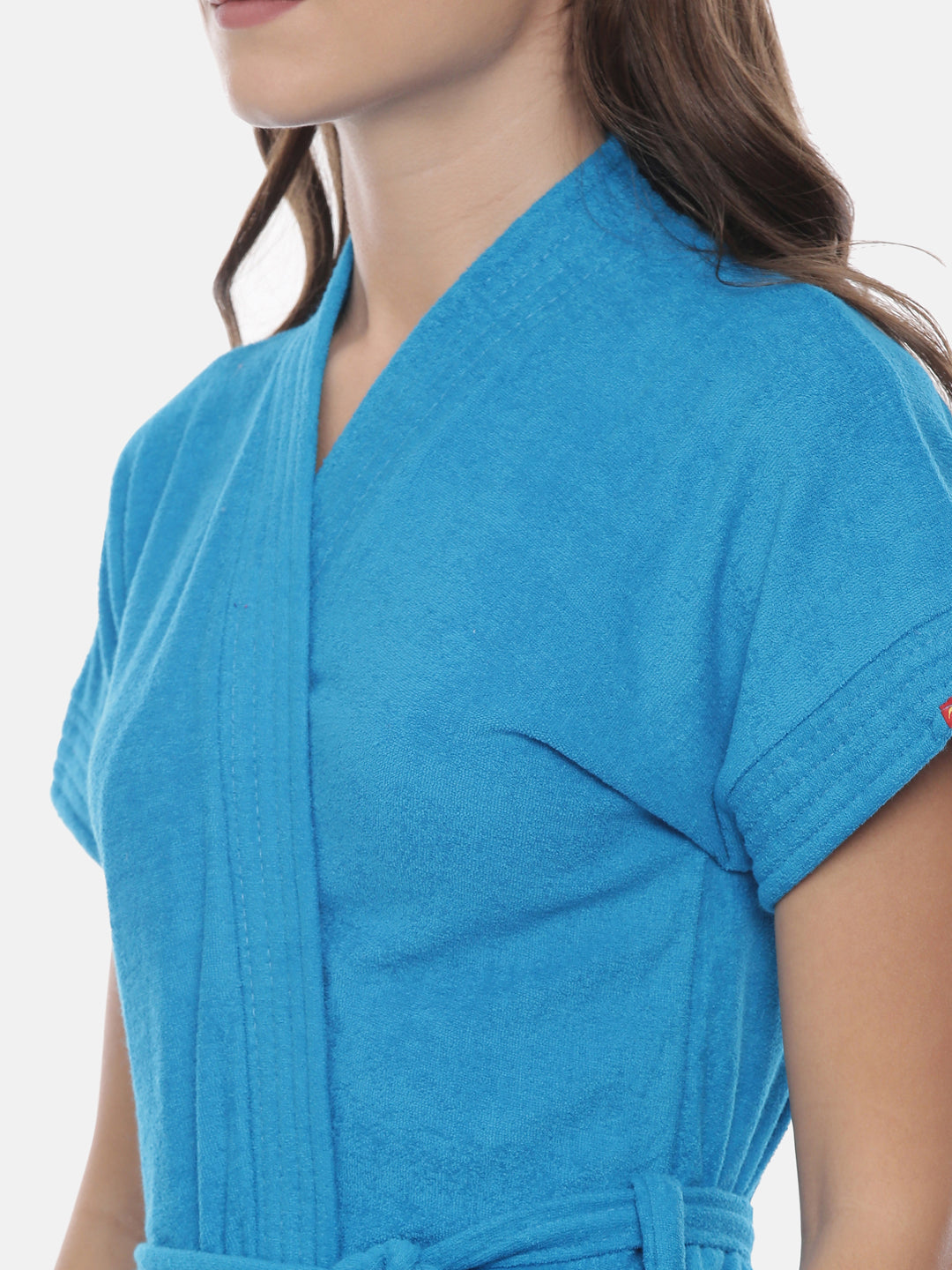 Womens Solid Bathrobe - Turquoise Blue