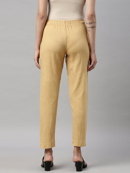 Womens Stretchable Solid Cigar Pant - Skin